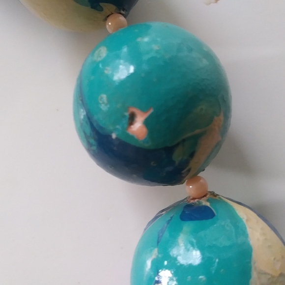 Vintage Beaded Statement Necklace, Teal - Picture 5 of 6